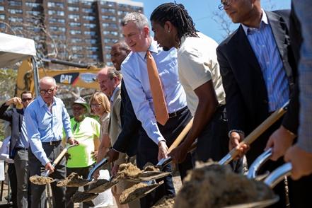 Mayor de Blasio, Beach Green Senior groundbreaking