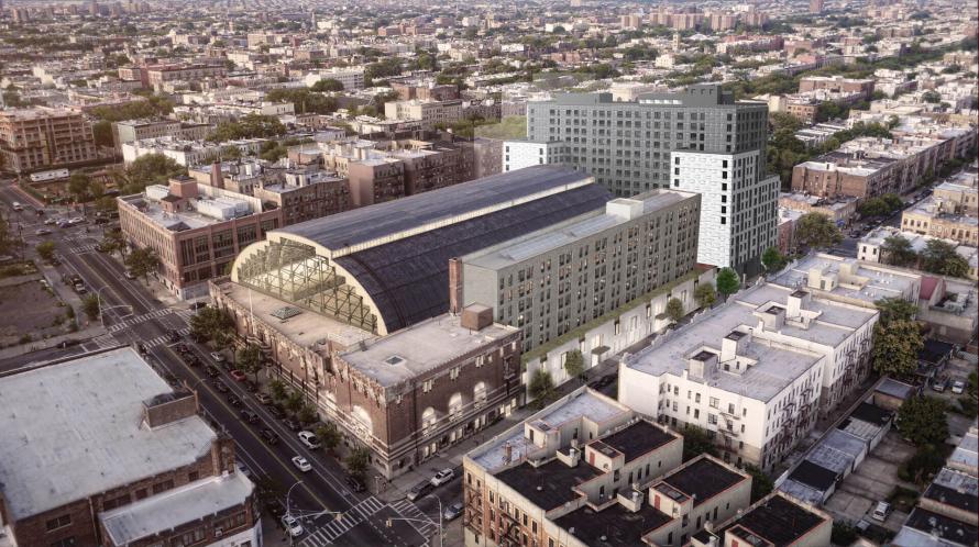 rendering of Bedford Union Armory campus in Crown Heights 