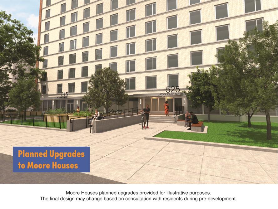rendering of planned upgrades to Moore Houses development