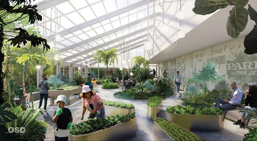 Rendering of lobby of future Baisley Pond Park Residence