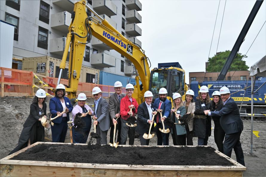 picture of people with shovels at the Coney Landing groundbreaking