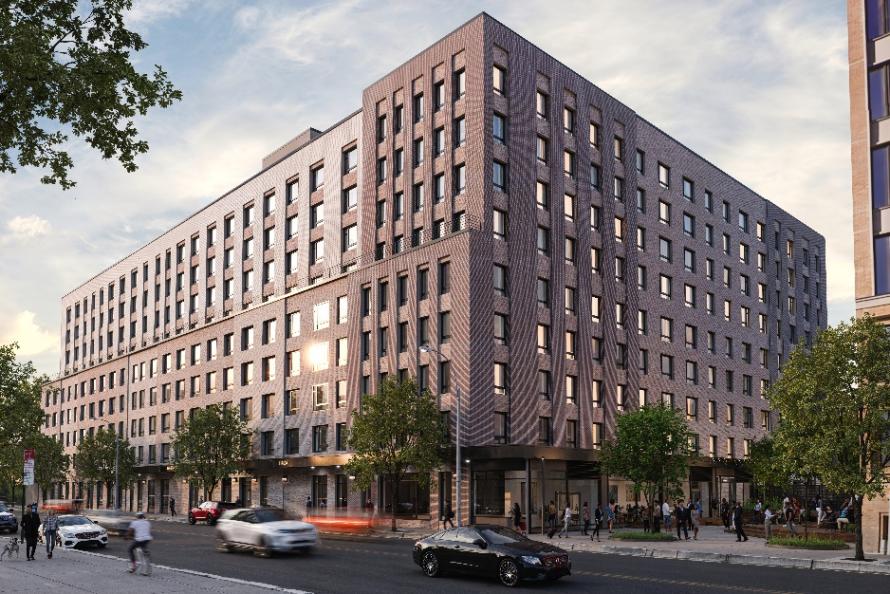 Rendering of BACA affordable housing, building. By Aufgang Architects