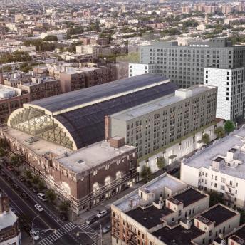 rendering of Bedford Union Armory campus in Crown Heights 