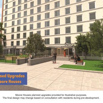 rendering of planned upgrades to Moore Houses development